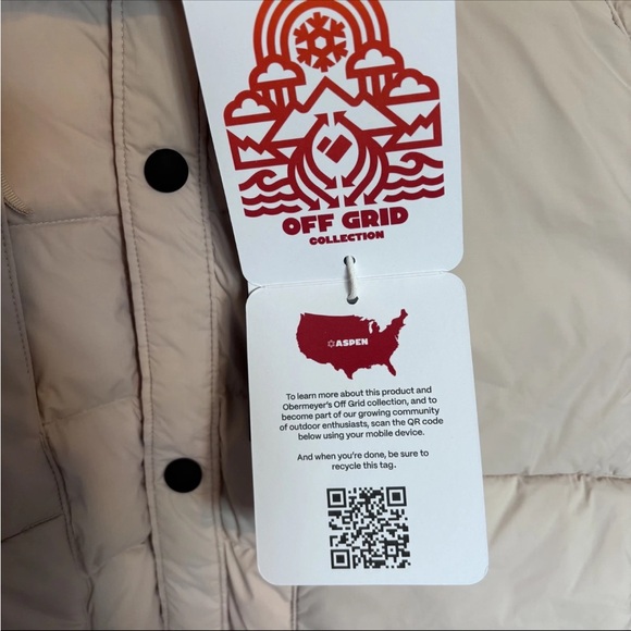 Mens large Obermeyer Cement Puffer Jacket - Picture 11 of 11